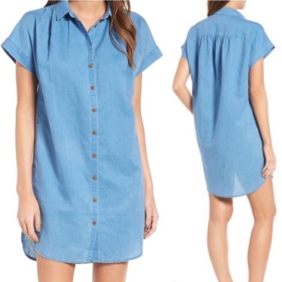 Madewell Linen Cotton Light Wash Chambray Button Down Shirtdress Shirt Dress - Picture 3 of 12